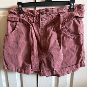 Abercrombie & Fitch High-Waist Paperbag Shorts in Rose